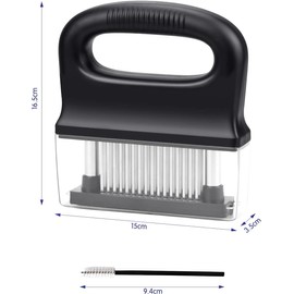 Meat Tenderiser Needle Blade Tenderizer Stainless Steel Manual Meat Tenderizer with Cleaning Brush 48-Blade Meat Tenderising Cooking Tool for Tenderising Beef Steak Chicken Pork Veal