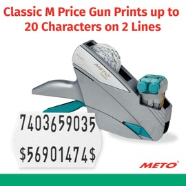 Meto Price Gun Kit, Classic M 2026 Price Labeler, Rebate Labeling, Double-Line, 20 Digits, Includes One Roll of 0.63" x 1.02" (16 x 26mm) Labels and One Ink Roll (88322)