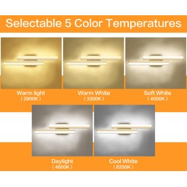 PRESDE 32 Inch LED Bathroom Light Fixtures Over Mirror Brushed Gold Vanity Light Modern Bath Lighting Bar 5CCT