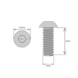 M5 (5mm x 8mm) Hex Socket Button Head Screws - BZP Steel (Pack of 20)