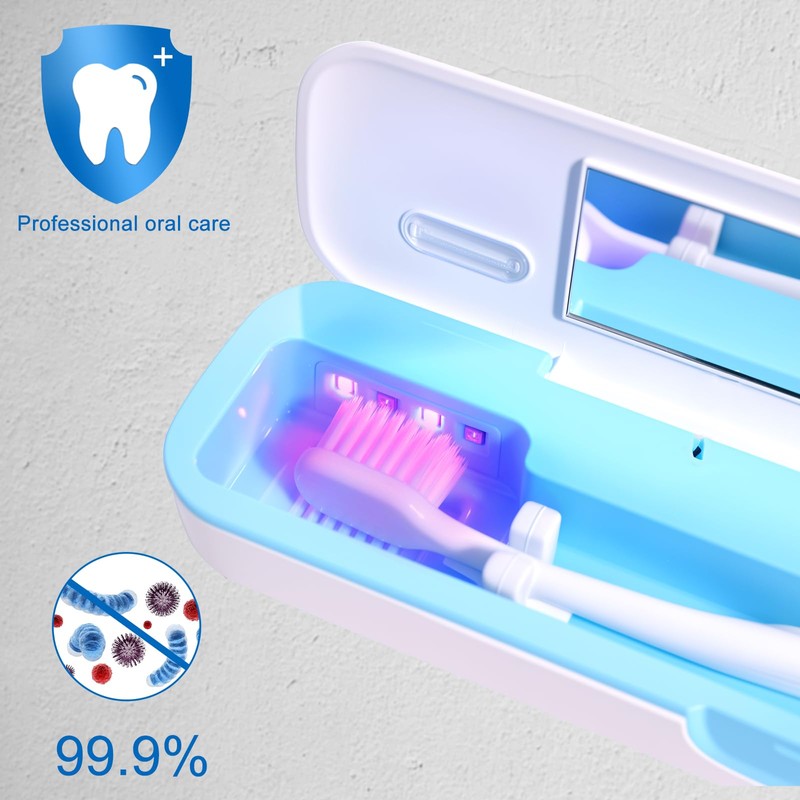 RILIZER UV Toothbrush Sanitizer and Holder, Portable Travel Case and