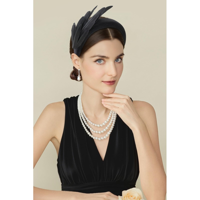 BABEYOND Fascinator Headband for Women - 1920s Feather Tea Party