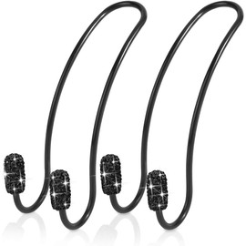 2 Pack Car Headrest Hooks Bling Handmade Crystal Multifunctional Car Back Seat Headrest Hangers Strong and Durable Auto Hooks Organizer Universal for Vehicle SUV Truck (BLACK POWDER COATING STEEL)