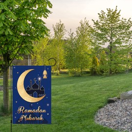 Louise Maelys Ramadan Eid Mubarak Garden Flag 12x18 Vertical Double Sided Welcome Ramadan Kareem Muslim Mosque Lantern Moon House Flags Banner Islamic Festival Celebration Yard Sign Ramadan Party