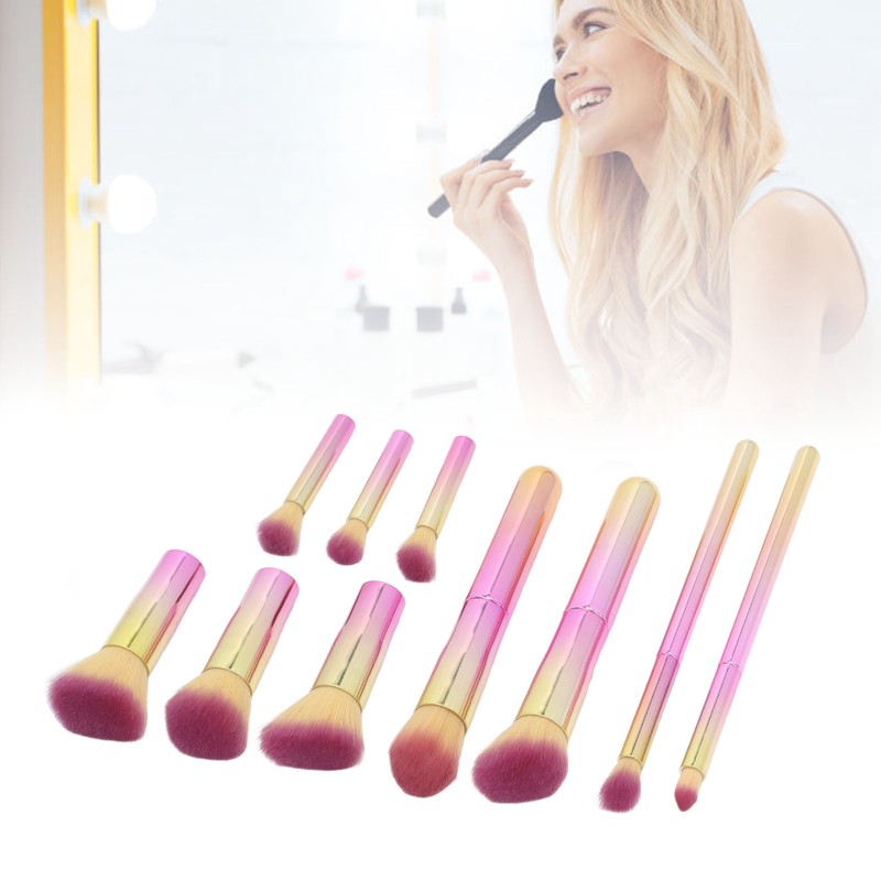 10PCS Travel Makeup Brushes Detachable Handle Powder Brush Set for