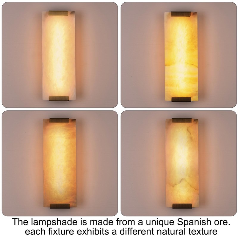HOMLUCE 14.2in Alabaster Wall Sconce, Large Natural Marble Wall Light