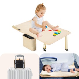 TrekBabe Toddler Airplane Bed, Airplane Seat Extender for Kids, Baby Travel Essentials, Beige