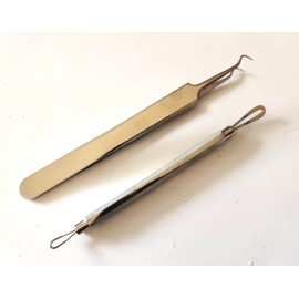 MedTool Blackhead Tweezer - Professional Curved Steel Tip Surgical Comedone & Splinter Extractor by Rapid Vitality. Ideal Blemish & Acne Remover Tool Means Flawless Facial Skin