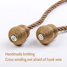 Xiuyer Pack of 4 Magnetic Curtains Tiebacks, Curtains Holder with Magnets Curtain Holder Tiebacks for Curtain Clips Curtains Home Office Decoration Curtain Tiebacks Curtains (Coffee)