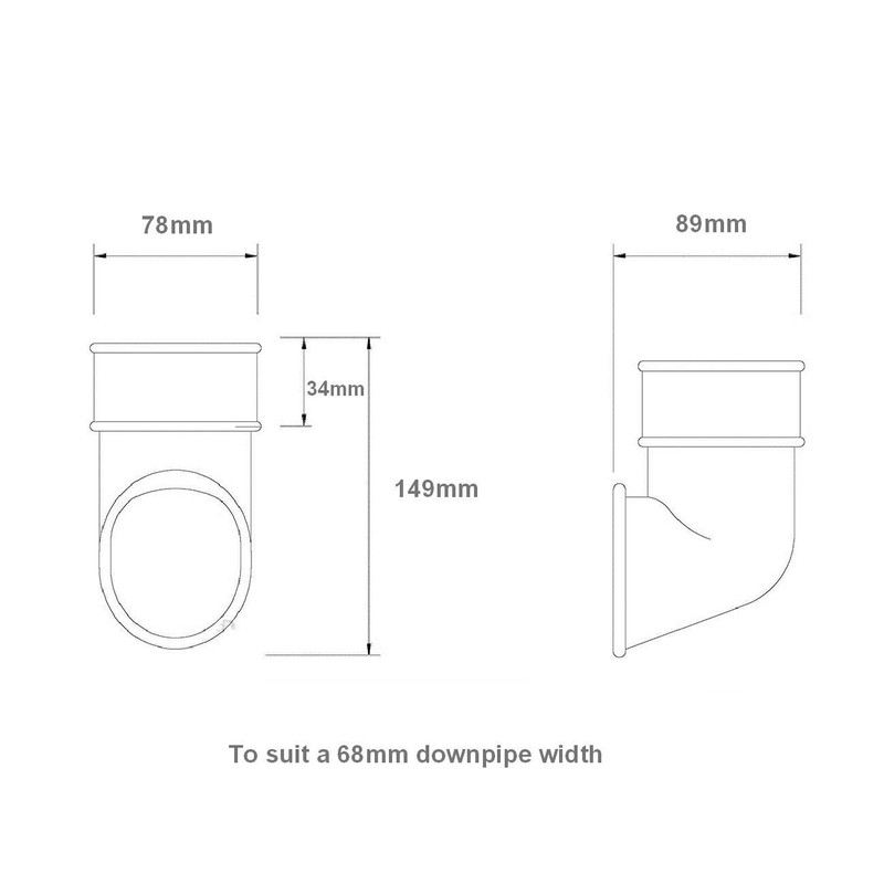 Black Round 68mm Downpipe Shoe, Freeflow Rain Water Systems