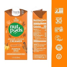 nutpods Pumpkin Spice Creamer - Unsweetened Dairy-Free Creamer, Made from Almonds and Coconuts, Whole30, Gluten Free, Non-GMO, Vegan, Kosher (12-Pack)