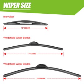 CXYUGUA wiper Blade Replacement for 2017-2021 CRV CR-V, Windshield Wiper Blades 26"+17" With Rear Wiper 12" (Set of 3) U/J HOOK, Double Sided Rubber Strips and Longer Life