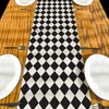 Black and White Diamond Table Runner Tea Themed Party Decor