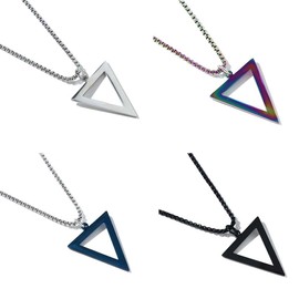Leadigol 4PCS Triangle Pendant Necklace,Geometric Pendant Necklace Simple Punk Necklace Stainless Steel Triangle Necklace