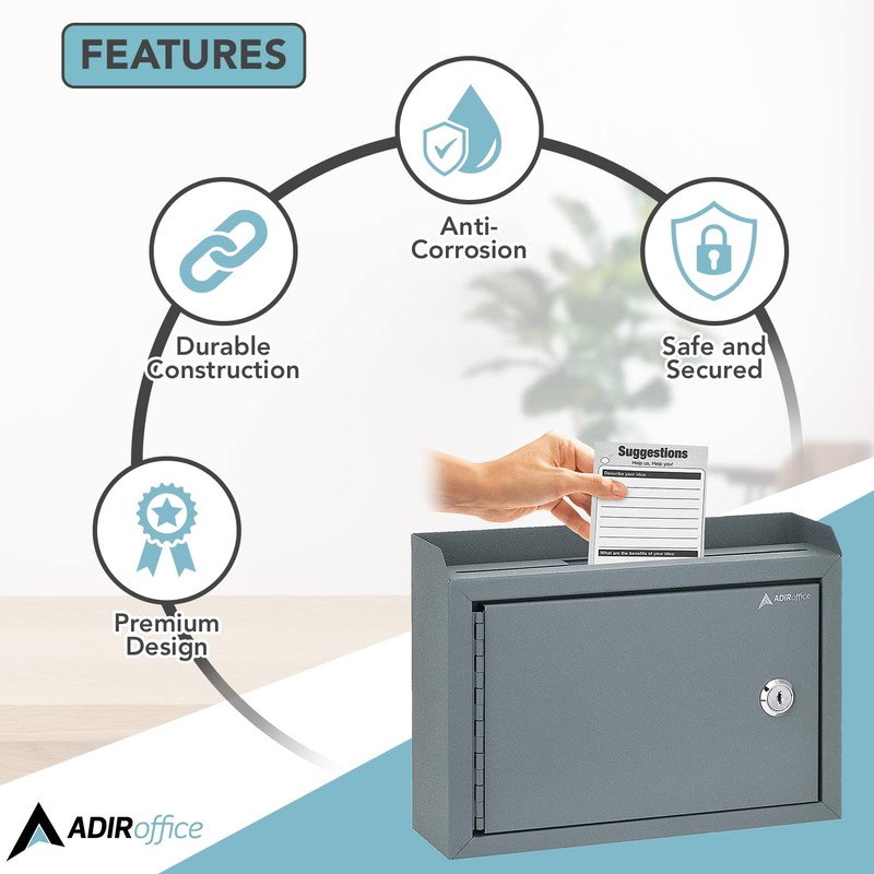 Adir Suggestion Box with Slot and Lock - Money Drop