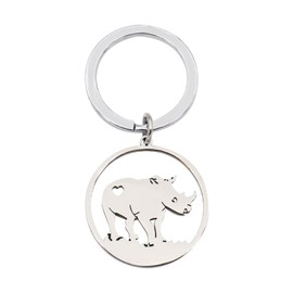 Elechobby Funny Hollow Out Rhinoceros Alloy Keychain,Cute Animal Keyring Nature Wildlife Decor,Purse Bag Backpack Charm