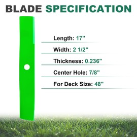 John De ere M136194 Mower Medium Lift Blades for 48" Mower Deck, Compatible with John De ere ZTrak Z510A Z810A Z820A Z915B 48 inch Deck(3pack)