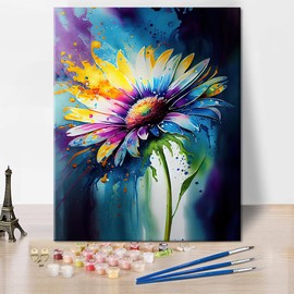 TISHIRON Watercolour Digital Pigments Adult Beginners Plants Daisy Digital Pigments Colour DIY Acrylic Pigment Kit Children Plants Digital Pigment Kit Art 16 x 20 Inches