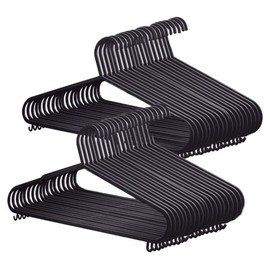 20-Pack Strong Plastic Adult Black Coat Hangers - Non-Slip, Space-Saving Clothes Hanger with Trouser Bar & Lips for Shirts, Dresses, Suits, Sweaters & More