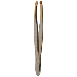 3 Claveles 12240 Tweezers Straight Tip Gold 8 cm