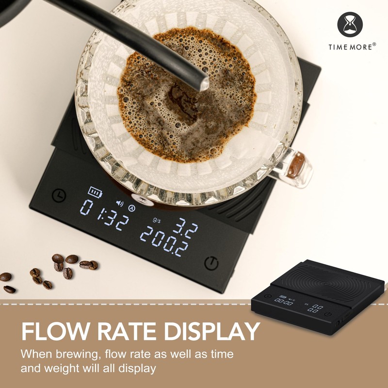 TIMEMORE Coffee Scale Basic 2.0 with Timer,Black Mirror Espresso Scale