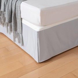 Queen Bed Skirt, Grid Plaid Soft Quadruple Pleated Ruffle Bed Skirt, Tailored Dust Ruffle 14 Inch Drop Easy Fit, Machine Washable (Silver Grey)