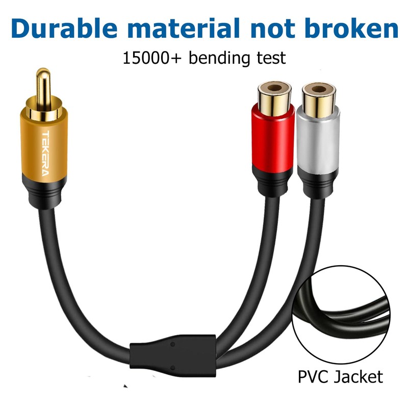 TEKERA RCA Splitter 1 Male 2 Female 2-Pack, Audio Cable