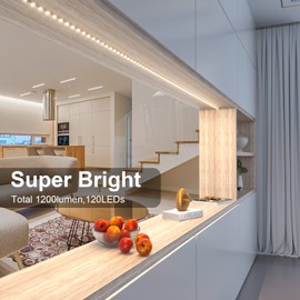 WOBANE LED Cabinet Lights,4 PCS 20inch LED Strip Lights Kit,Under Counter Lighting for Kitchen,Under Desk,Shelf,Display Case,Furniture, 120 LEDs,1200 Lumen,4000K Natural White