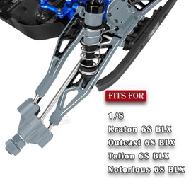 RCMYou RC Suspension Arms Upgrades Part for 1/8 Kraton 6S BLX,Outcast 6S BLX,Notorious 6S BLX,Talion 6S BLX,Aluminum Front Upper & Front Lower & Rear Suspension A-Arms Hops up w/Pivot Balls,Titanium