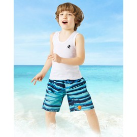 Charmi Boys' Swimming Trunks, Quick-Drying with Mesh Lining, Adjustable Drawstring, Blue stripes