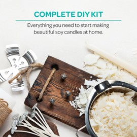 Hearts & Crafts Soy Candle Wax Kit - 10 lb Wax Flakes with 100 Cotton Wicks and 2 Wick Holders - DIY Supplies for Crafting Candles, Tarts, and Scented Creations
