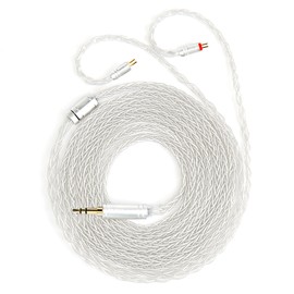 KBEAR ST12 Plus 2 Meters Silver 2 Pin IEM Cable 3.5MM, Headphone Wire, 8-Strand 4N OFC Silver-Plated Upgraded Cable for Truthear Hexa/HOLA/Zero, Moondrop Blessing/Aria/Stellaris, Simgot EW100P