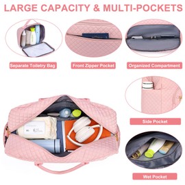 Travel Duffle Bags for Women Weekender: Overnight Bags with Shoe Compartment Large Carry on Weekend Bag with Toiletry Bag & Wet Pocket Tote Duffel Hospital Bag for Women