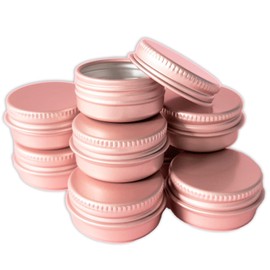 SHC Web 10 x Mini 10ml Rose Gold Tins with Screw On Lid - Lip Balm/Medication/Herbs/Cream/Wax/Balm - Cosmetic Container - Pink Aluminium Metal Jar 10g