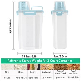 TBMax Rice Storage Container 3-5 Lbs Flour Container Cereal Dispenser with Measuring Cup, Airtight Dry Food Container Bin for Kitchen Pantry Storage Organization
