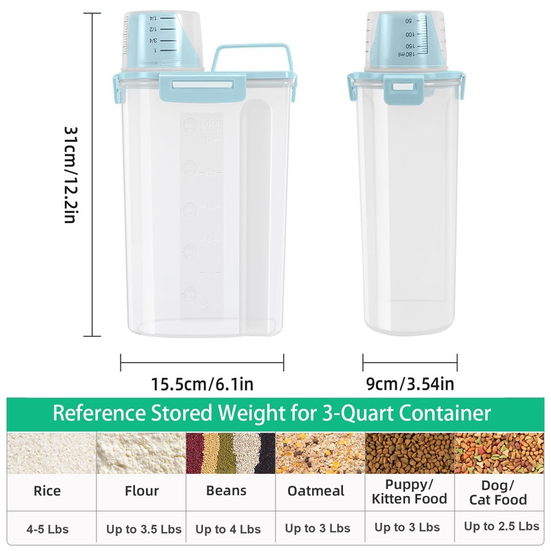 TBMax Rice Storage Container 3-5 Lbs Flour Container Cereal Dispenser
