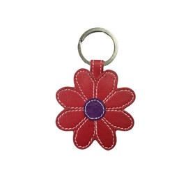 Mala Leather Daisy Leather Keyring (Red)