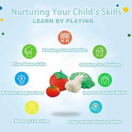 GmwyCzV 19-Piece Modelling Clay Accessory Set, Vegetable Farm Plasticine Kneading Tool for Children with Modelling Clay, Kneading Set, Children's Dough Modelling Tool, Gift for Boys and Girls Aged