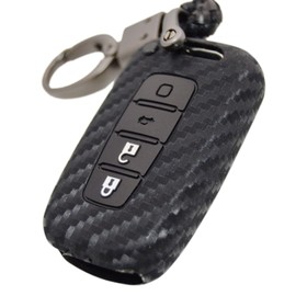 Carbon Silicone Key Fob Cover + Keychain for Hyundai Azera Elantra Equus Genesis Sonata Veloster & Kia Soul Sportage Sorento Rio Optima Forte