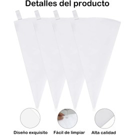 Mangas Pasteleras Reutilizables, 4 Piezas, 40x23 cm, Ideal Para Decorar Pasteles, Galletas y Cupcakes, Manga Pastelera Duradera Para Uso Profesional y Casero, Perfecta Para Pasteleria