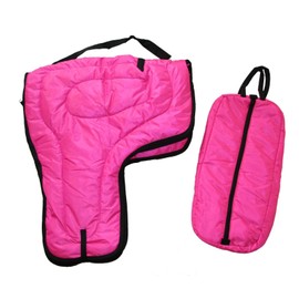 AJ Tack Western Padded Saddle and Bridle Carrier Set - Hot Pink