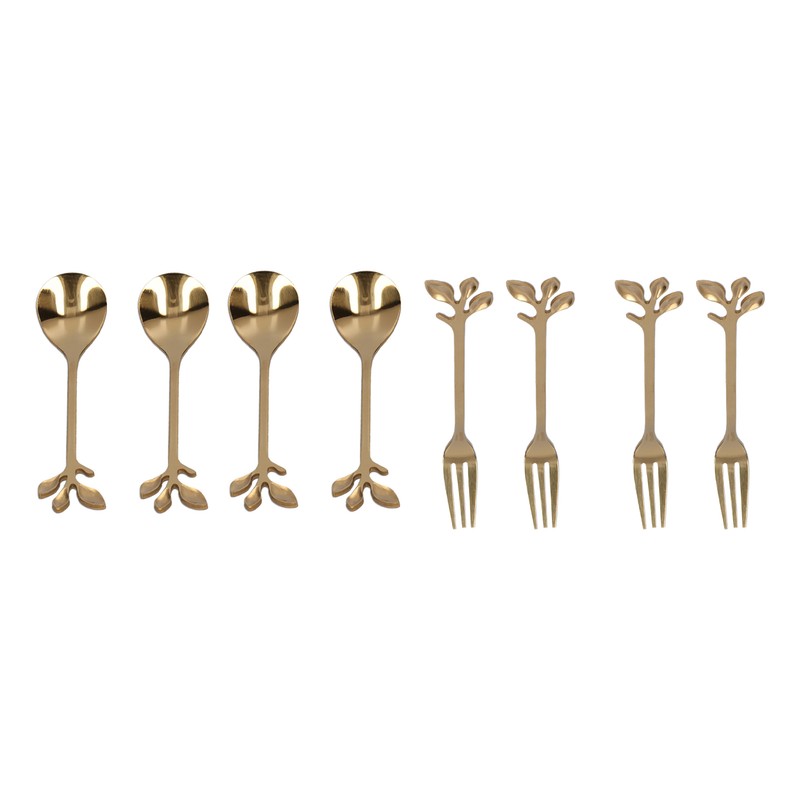8Pcs Branch Design Coffee Spoon Stainless Steel Fruit Fork Dessert