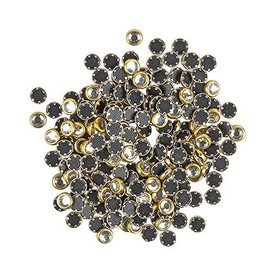 Ideen mit Herz Hot-Fix Iron-On Glass Crystals, Diameter 4 mm, Rhinestones, Glittering Stones, Hot-Glue, Ironing Stones, Textile Design, Pack of 200 (Gold)