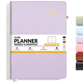 SUNEE 2025 Weekly & Monthly Hardcover Planner 8" x 11" - 12 Month (January 2025 - December 2025), Small Hardcover Planner, Pocket, Notes, 100 GSM Paper, Light Purple