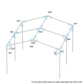 Aoneky 1'' Corner Canopy Fitting Couplers Kit - Frame Carport Connectors for 4 6 8 10 Leg - Fits 3/4" EMT - 156º Peak Angle (6-Legs Set)