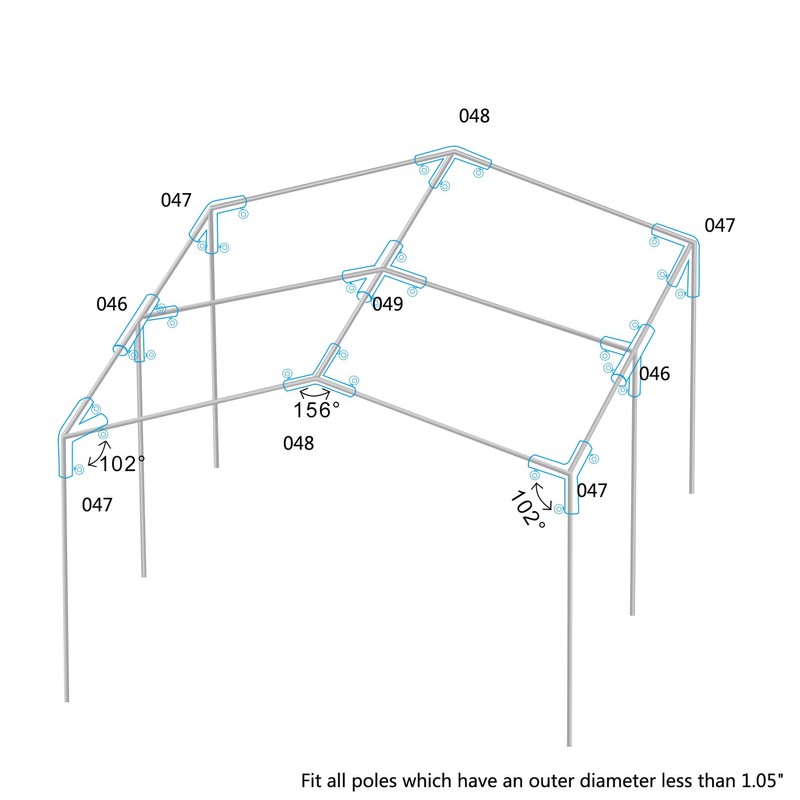 Aoneky 1'' Corner Canopy Fitting Couplers Kit - Frame Carport