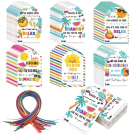 MotiMind MotiMind 60 Pcs End of School Year Teacher Style Gift Tags with Strings Classroom Thank You Appreciation Gift Tags Graduation Summer Party Favor