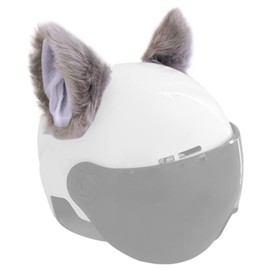 Cat Ears for Helmet Plush Ears Adhesive Helmet Accessory for Bicycle Motorcycle Smooth Surfaces Helmets Decor Gray