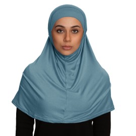 TheHijabStore.com Amira Jersey Hiyab de 2 piezas para mujer, bufanda elástica modal suave con tubo debajo de la bufanda, Azul/claro