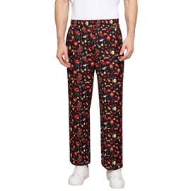 Nanxson Men's Baggy Chef Pants, Printed Work Pants with Elastic Waist Restaurant Kitchen Uniforms CFM2016 Vegetable M